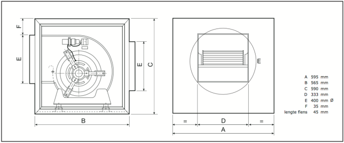 Airbox boxventilator (UPE 10/10) Compacta - 3200 m3/h - Ø400mm