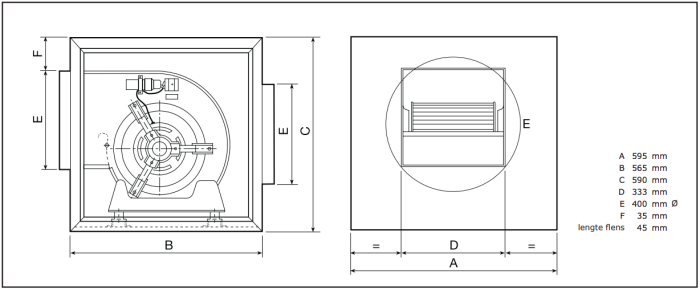 Airbox boxventilator (UPE 10/10) Compacta - 2800 m3/h - Ø400mm