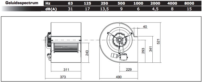 Centifugaal ventilator (12/9 CM/AL) 736W/6P - 4800m3/h