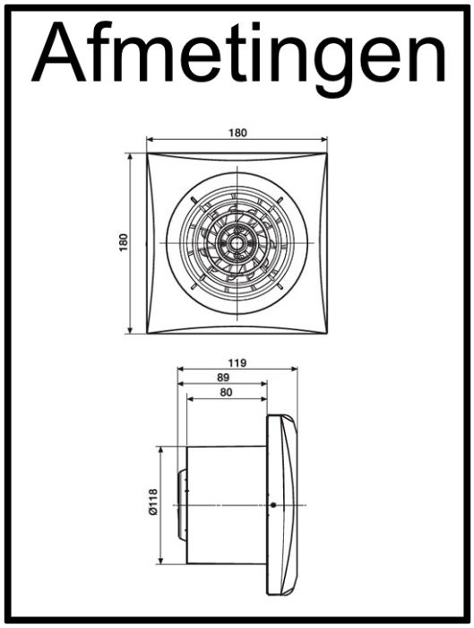 S&P Silent 200 CZ aan/uit Badkamer/ toilet ventilator -Ø120mm