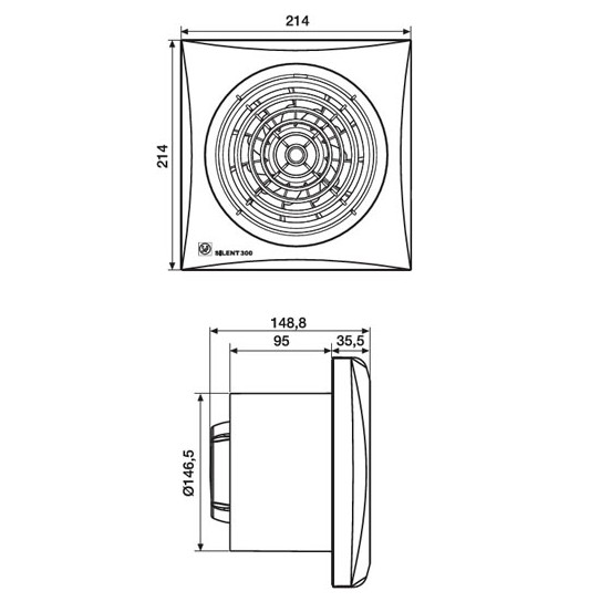 S&P Silent 300 CZ aan/uit Badkamer/ toilet ventilator - Ø150mm