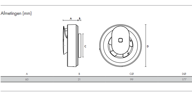 Vent-Axia Svara 110 m3/h (app gestuurd) - Ø100mm