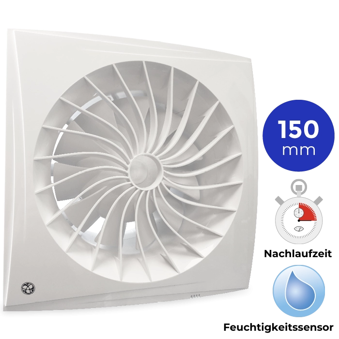 Blauberg Sileo Ø150mm - met nalooptimer en vochtsensor