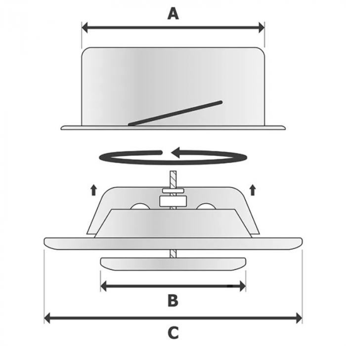 Rooster/ventiel Ø160mm - afvoer & toevoer - geborsteld RVS