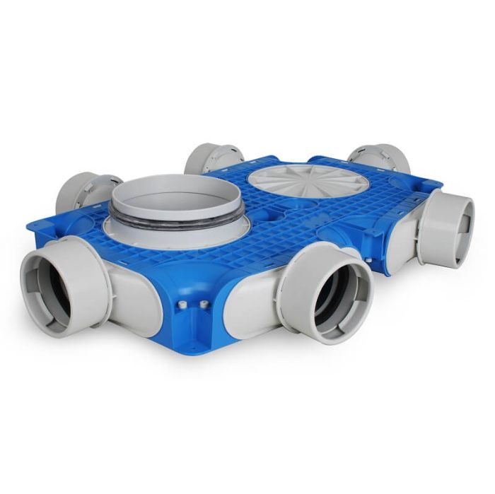 Vent-Axia Uniflexplus + instortverdeler - 6x Ø90mm zijaansluiting - Ø180mm Vent-Axia Uniflexplus + instortverdeler - 6x Ø90mm zijaansluiting - Ø180mm