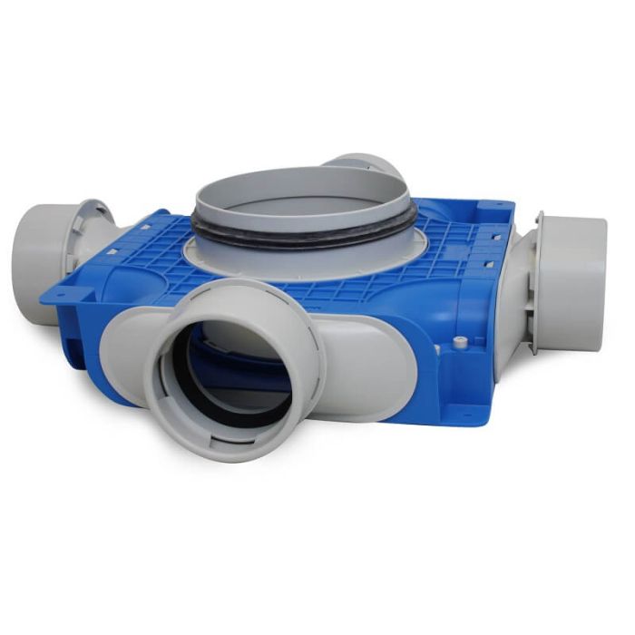 Vent-Axia Uniflexplus + instortverdeler - 4x Ø90mm zijaansluiting - Ø180mm