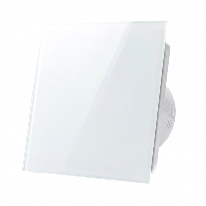 Badkamer/toilet ventilator - standaard - Ø100mm - vlak glas - mat wit