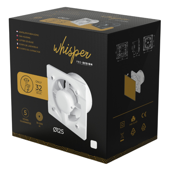 Badkamer/toilet ventilator - met timer - Ø125mm - zilver