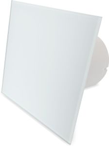 Badkamer/toilet ventilator - trekkoord - Ø125mm - vlak glas - mat wit
