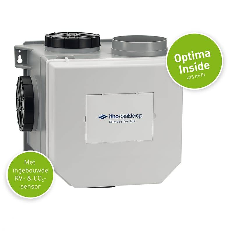 Itho Daalderop CVE-S CO2 Optima Inside + ingebouwde RV vochtsensor en CO2 sensor - perilex stekker & euro stekker afbeelding 1