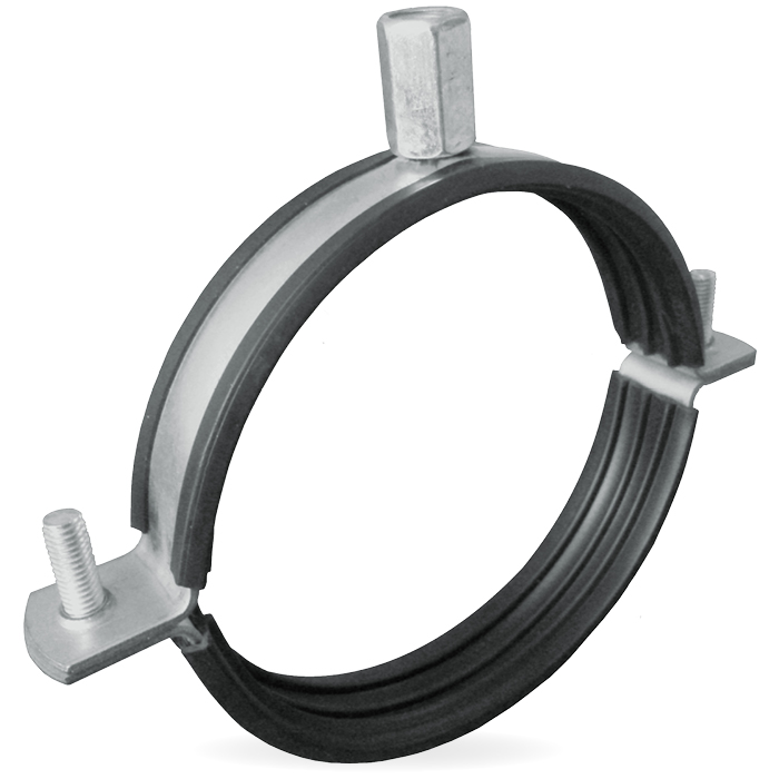Ophangbeugel voor spirobuis Ø100mm met rubber inlage afbeelding 1