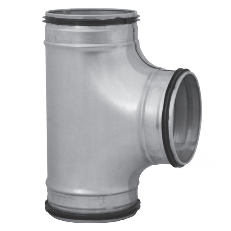 T-stuk 90 graden met afdichtingsrubber Ø200mm x Ø200mm x Ø200mm afbeelding 1