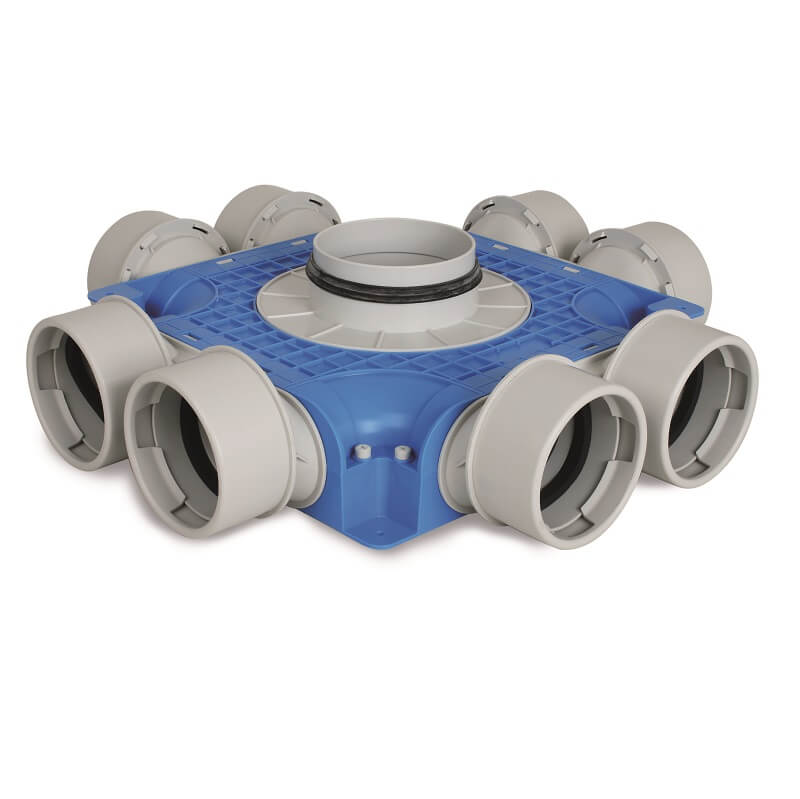 Vent-Axia Uniflexplus + instortverdeler - 8x Ø90mm zijaansluiting - Ø125mm