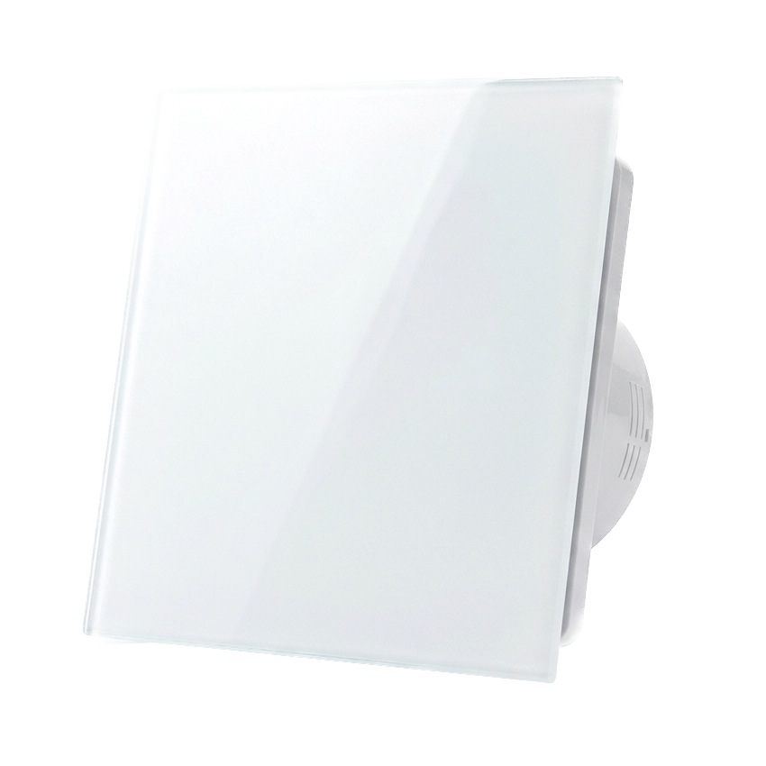 Badkamer/toilet ventilator - standaard - Ø100mm - vlak glas - mat wit afbeelding 1
